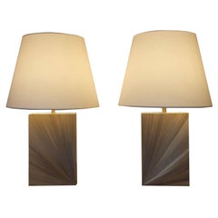 Pair of Straw Marquetry Table Lamps