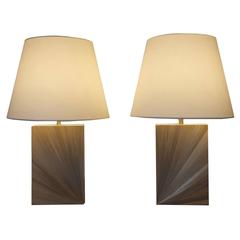 Pair of Straw Marquetry Table Lamps 7