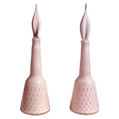 Alfredo Barbini Murano Pink Gold Flecks Italian Art Glass Perfume Decanters 12