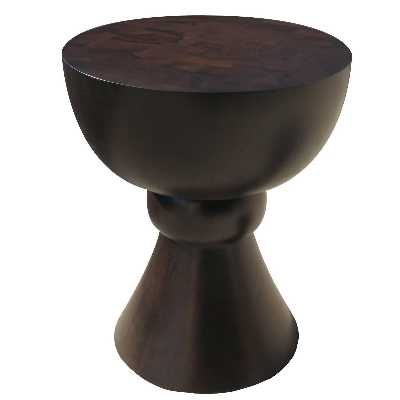 Turned Sculptural Walnut Burl Occasional Side Table from Costantini, Caliz For Sale