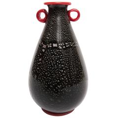 1930s Martinuzzi Black and Red Vase