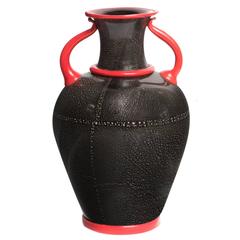 1930s Martinuzzi Black and Red Vase