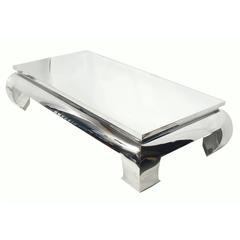 Large-Scale Chrome Coffee Table in the Manner of Karl Springer