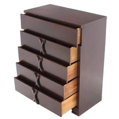X Pulls Mid Century Modern High Chest Dresser Greek Key Style Feet 7