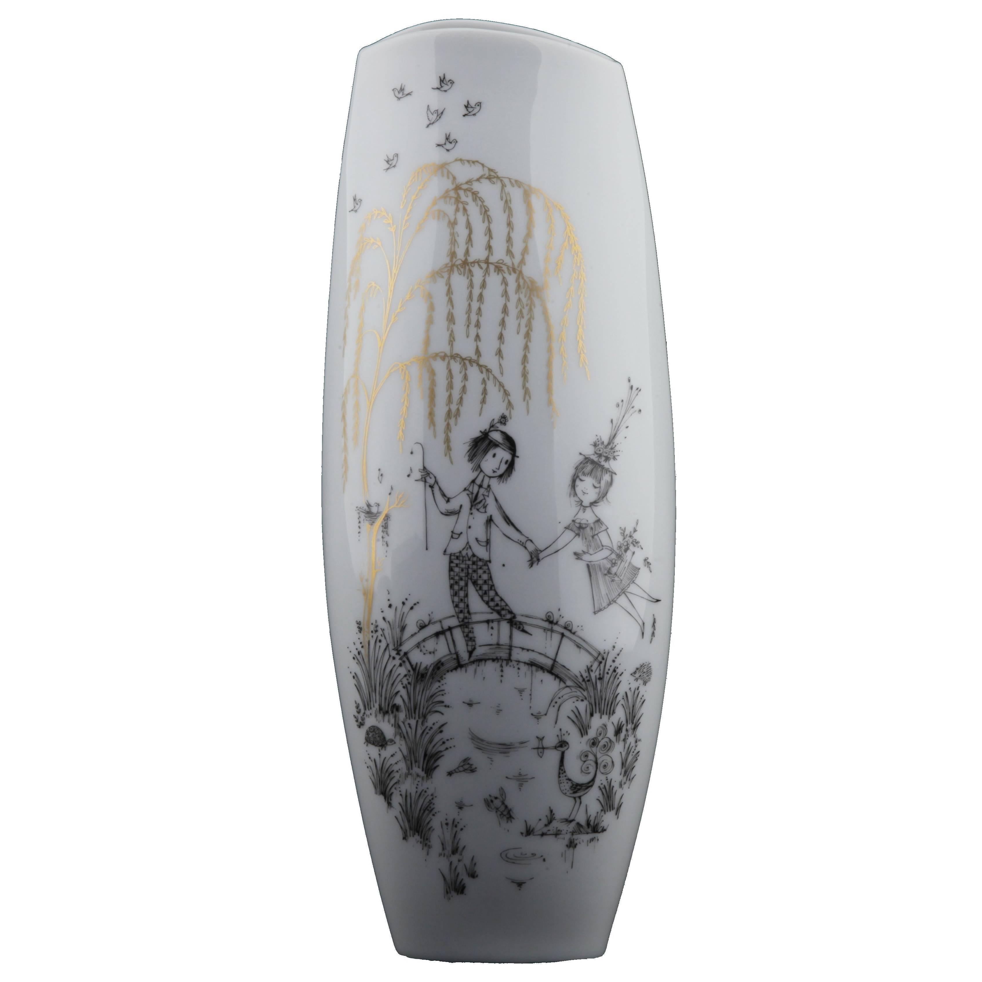 Rosenthal Studio Linie Large Vase the Lovers, Designed by Raymond Peynet, 1960s For Sale