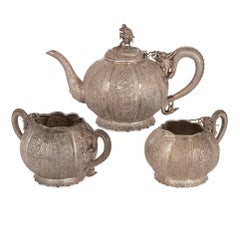 Chinese Export Silver Antique Tea Set by Tu Mao Xing