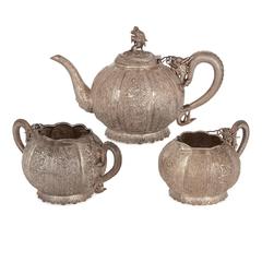 Chinese Export Silver Antique Tea Set by Tu Mao Xing 8