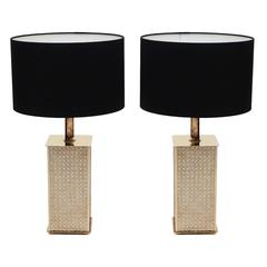 Pair of 1970s Brass and Cane Bergboms Table Lamps 12