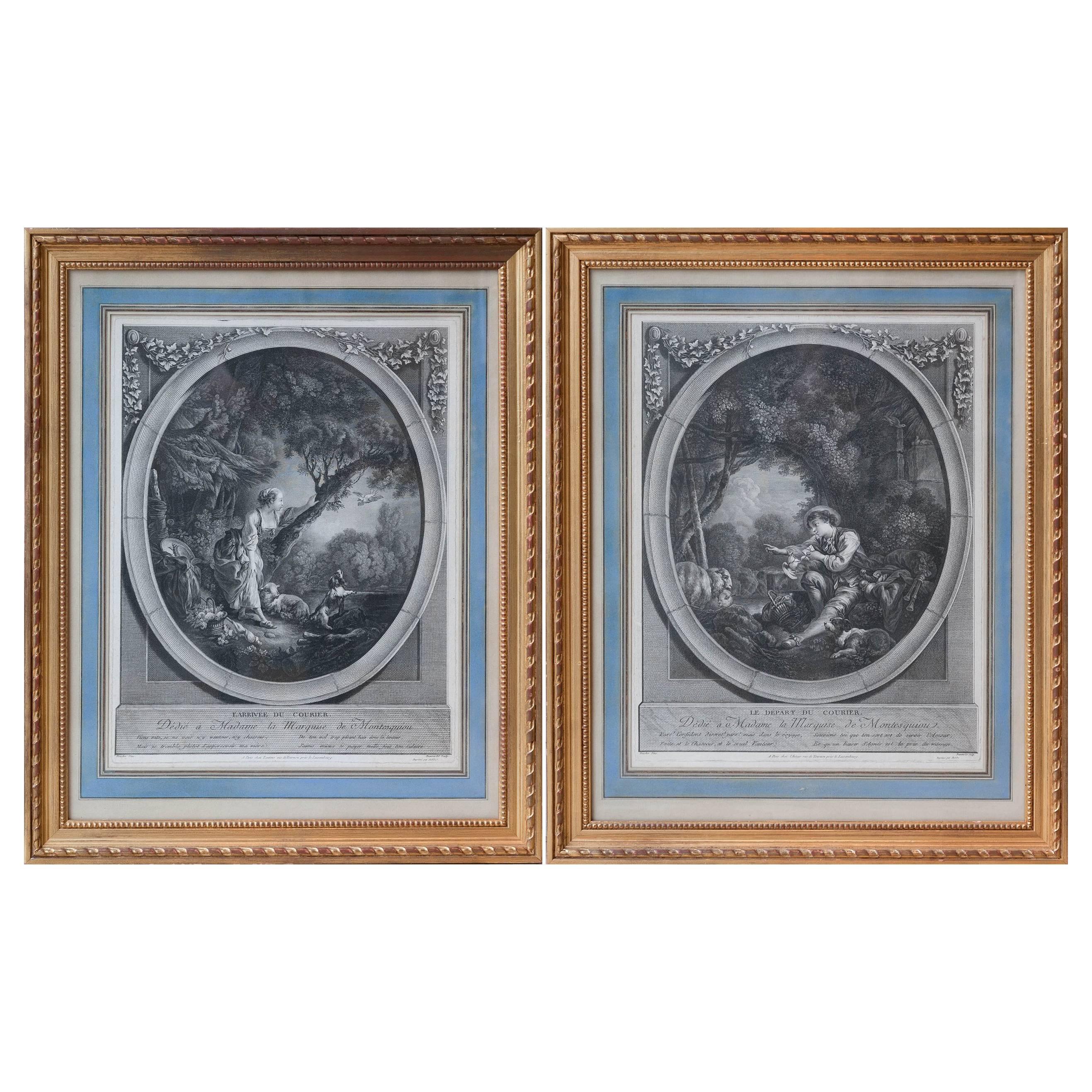 Pair of 18th Century Engravings After Boucher in Modern Gilt Frames