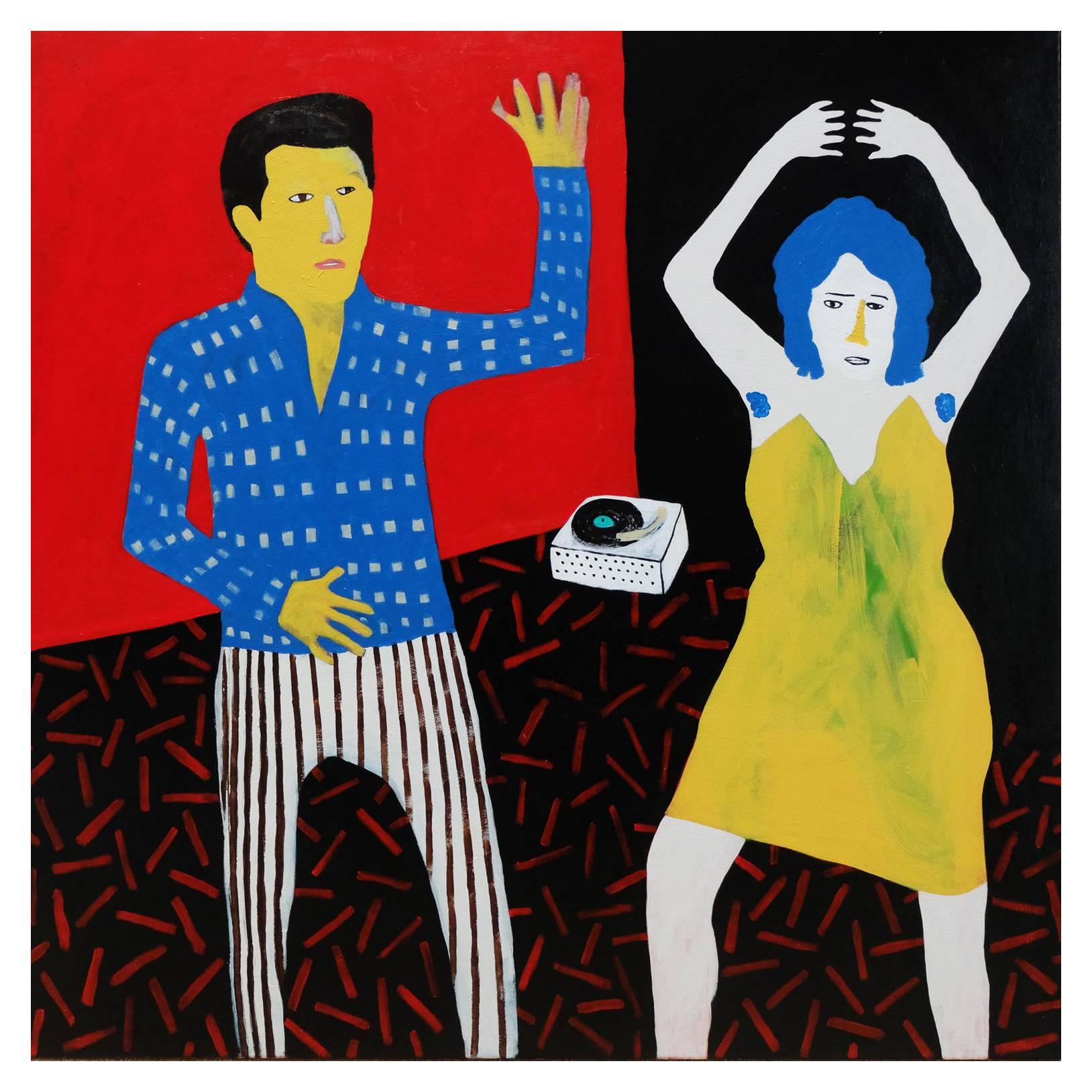 'Cutting Some Rug' Portrait Painting by Alan Fears Folk Art