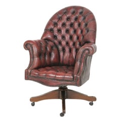 Red Tufted Leather Office Chair