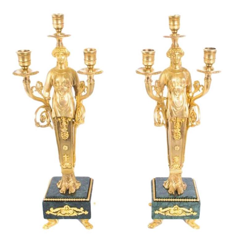 pair of exquisite empire ormolu and marble candelabras at pair of exquisite empire ormolu and marble candelabras at