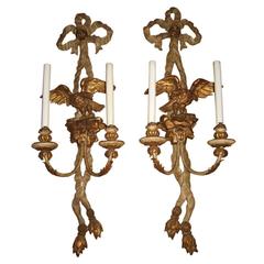 Pair of Italian Gilded Wood Sconces