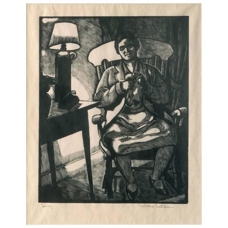Barbara Latham Woodcut "Lucy" Taos New Mexico at 1stdibs