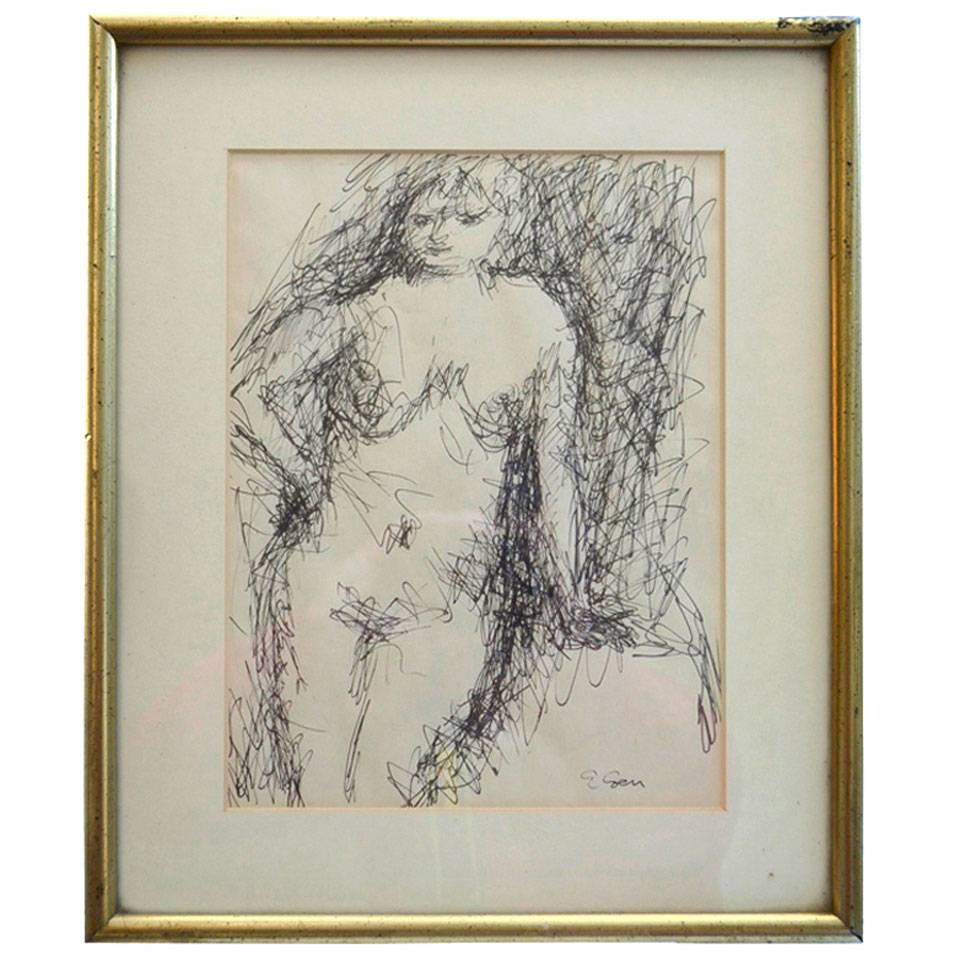 Drawing of Female Nude For Sale