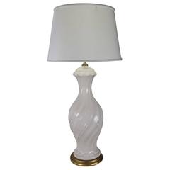 White Ceramic Lamp with Gold Base 1