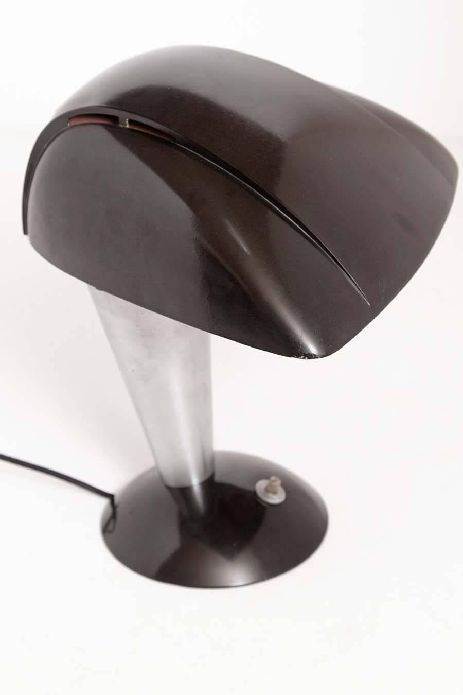 Iconic machine age Teague Polaroid desk lamp  # 114 in rare black 2