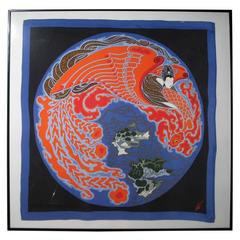 Erte Signed, 1980s Four Framed Silk Scarves 1