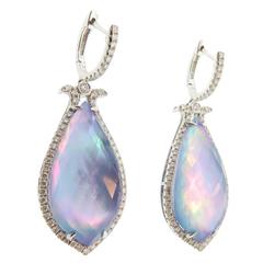 Gemstone Diamond Gold Drop Earrings