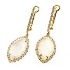 Mother of Pearl White Topaz gold Drop Earrings
