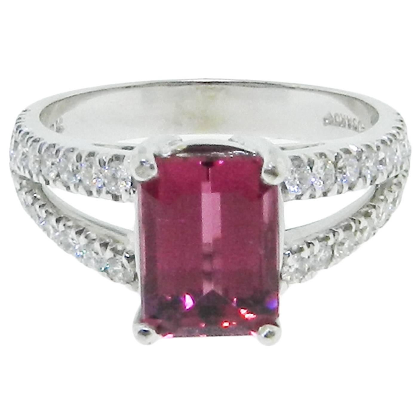 Pink Tourmaline Diamond gold Ring