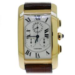 Cartier Yellow Gold Tank Americaine Chronograph Wristwatch