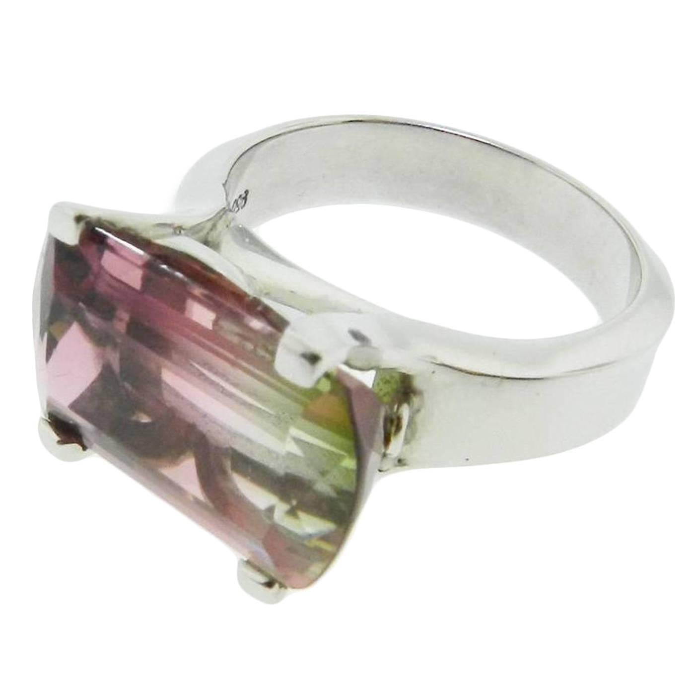 Two Color Tourmaline platinum Cocktail Ring