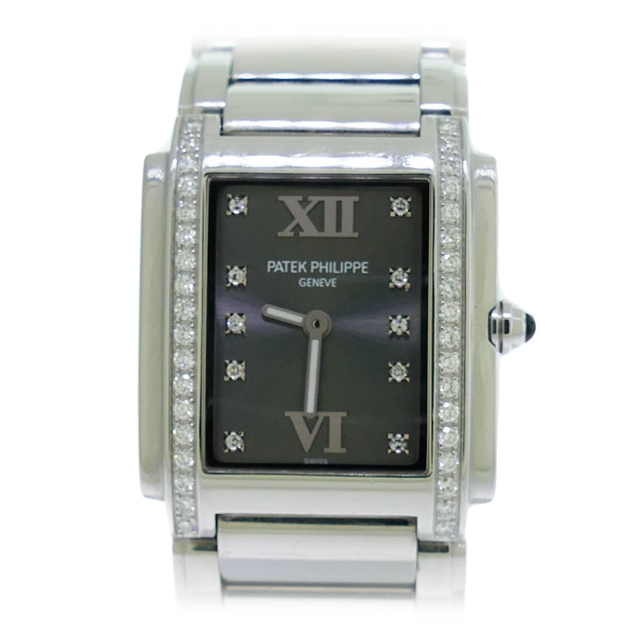 Patek Philippe Lady
s Stainless Steel Diamond  "24" Twenty Four Wristwatch