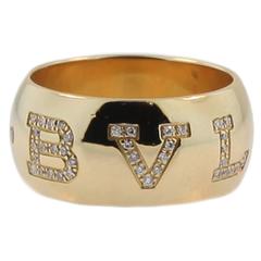 Bvlgari Signature Diamond Gold Band Ring