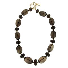 Smokey Quartz Gold Balls Necklace 11