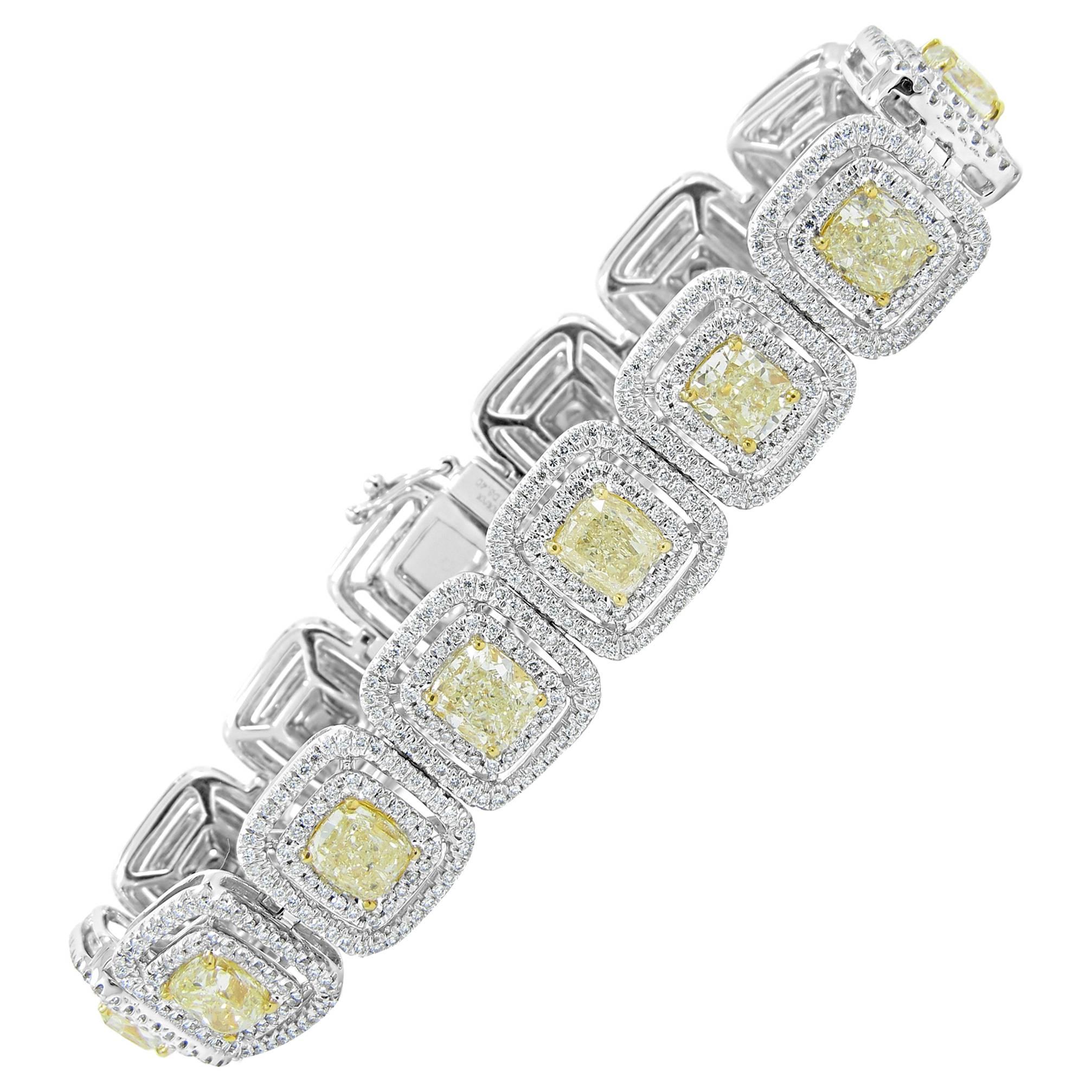 18.10ctw Diamond and Fancy Yellow Diamond Tennis Bracelet For Sale