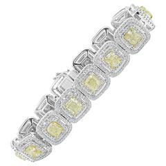 18.10ctw Diamond and Fancy Yellow Diamond Tennis Bracelet