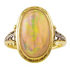 Antique Edwardian Opal Gold Platinum Ring  