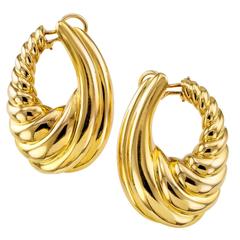 Vintage Turi Large Gold Clip Back Hoop Earrings