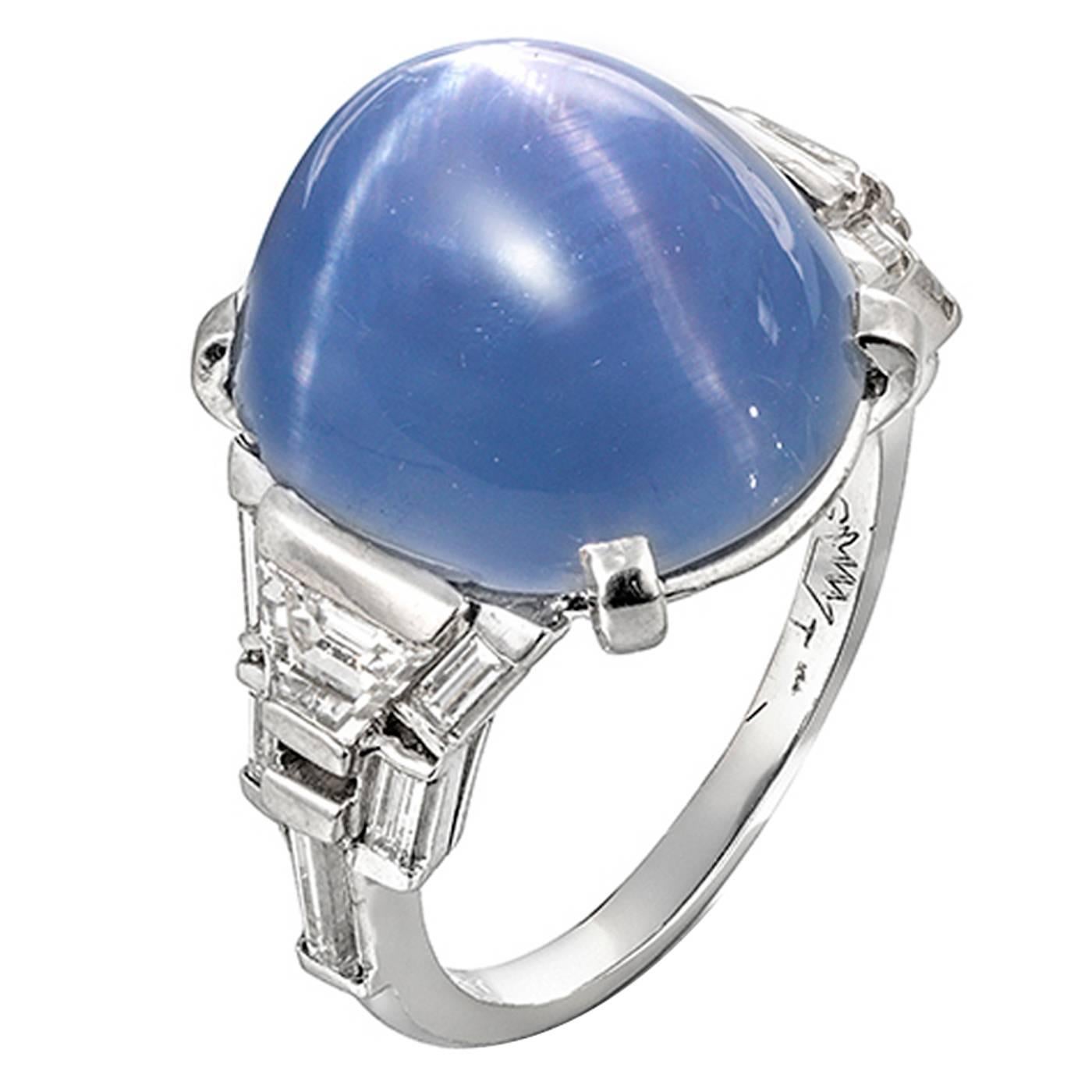 Art Deco Star Sapphire Ring For Sale