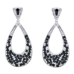 Black and White Diamond Gold Dangle Earrings