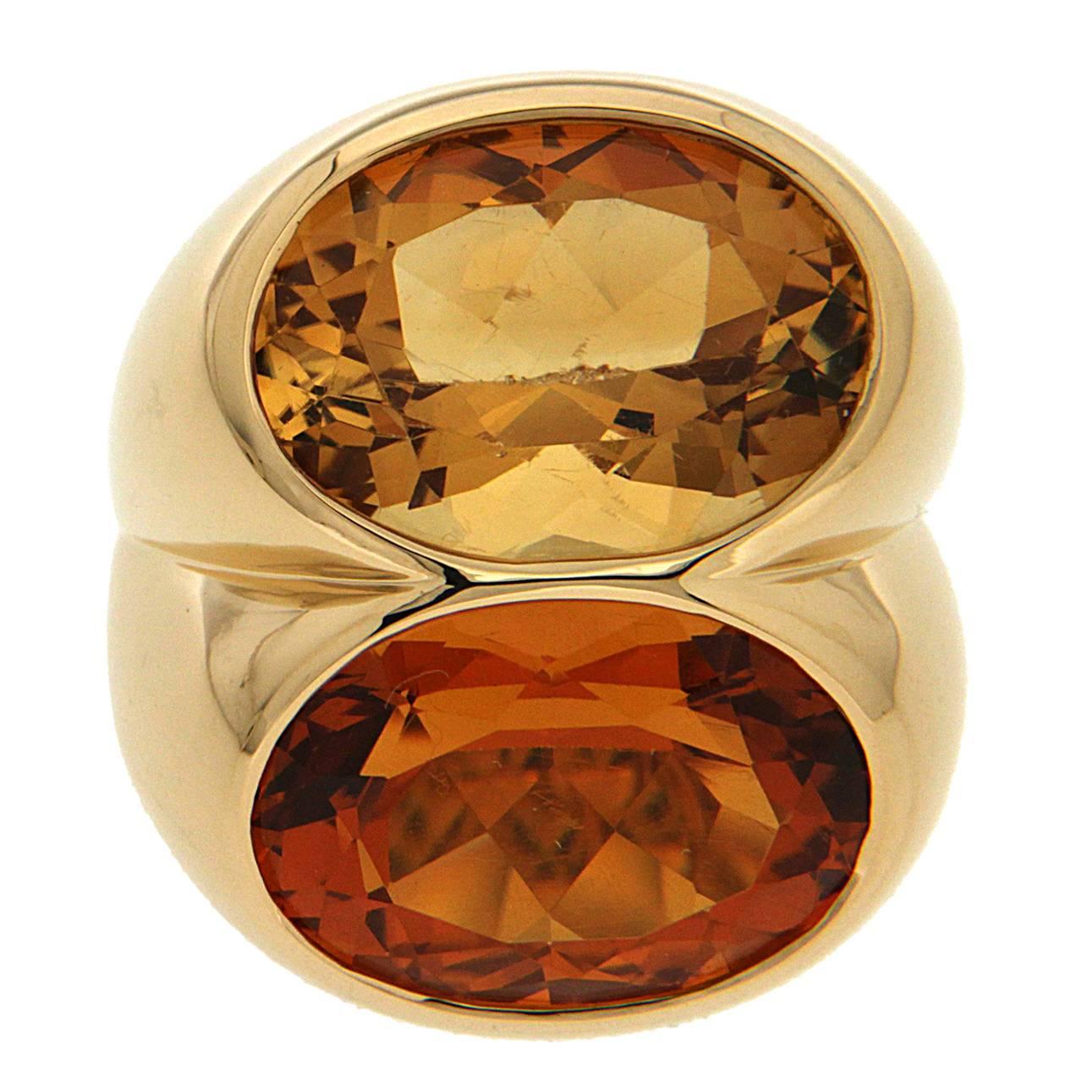 Double Oval Madeira Citrine Gold Ring