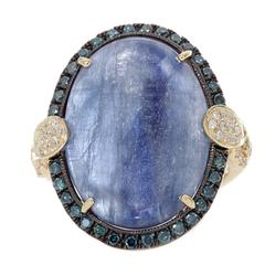 Kyanite Blue and White Diamond Gold Cocktail Ring