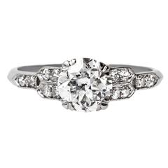 Sparkling Art Deco Engagement Ring with EGL Certified Old European Cut Diamond