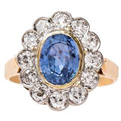 Allure Late Art Deco Engagement Ring with Light Blue Ceylon Sapphire
