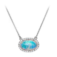 2.23 Carat Opal Diamond Gold Drop Necklace