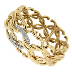 Diamond Gold Open and Closed Oval Link Bracelet 11