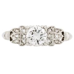 Art Deco Illusion-Set Diamond platinum engagement Ring with Bead-Set Shoulders