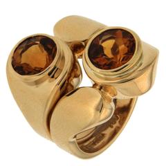 Asymmetrical Citrine Yellow Gold Ring 1
