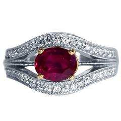 Burma Ruby Diamond Two-Tone Gold Ring
