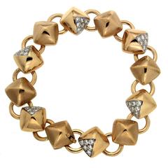 Diamond Gold Cushion Pyramid Link Bracelet 5