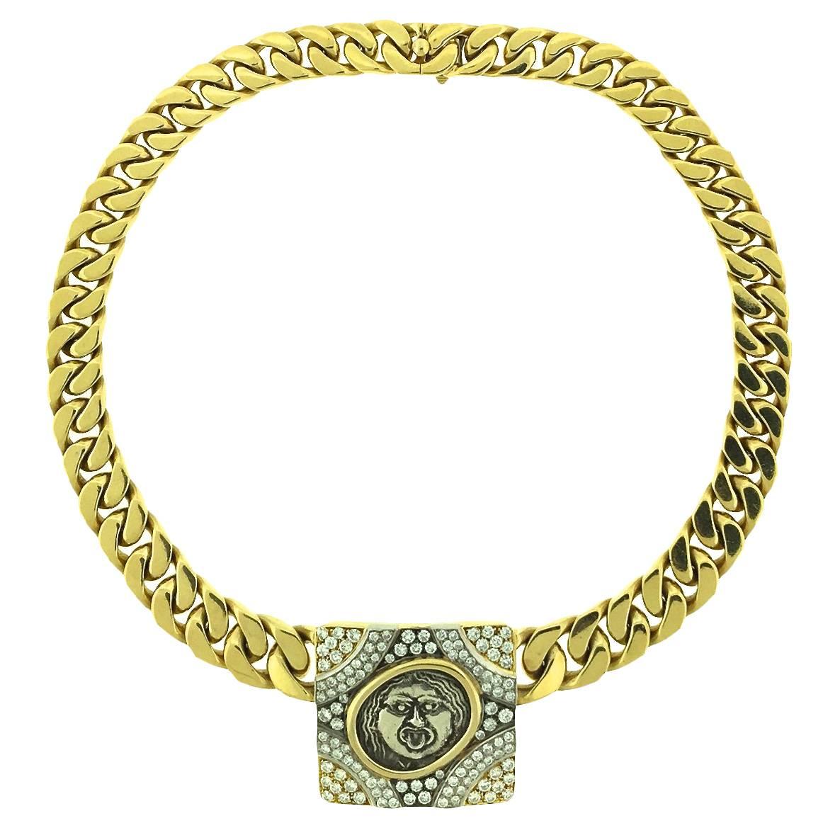 Bulgari Ancient Coin Diamond Necklace For Sale