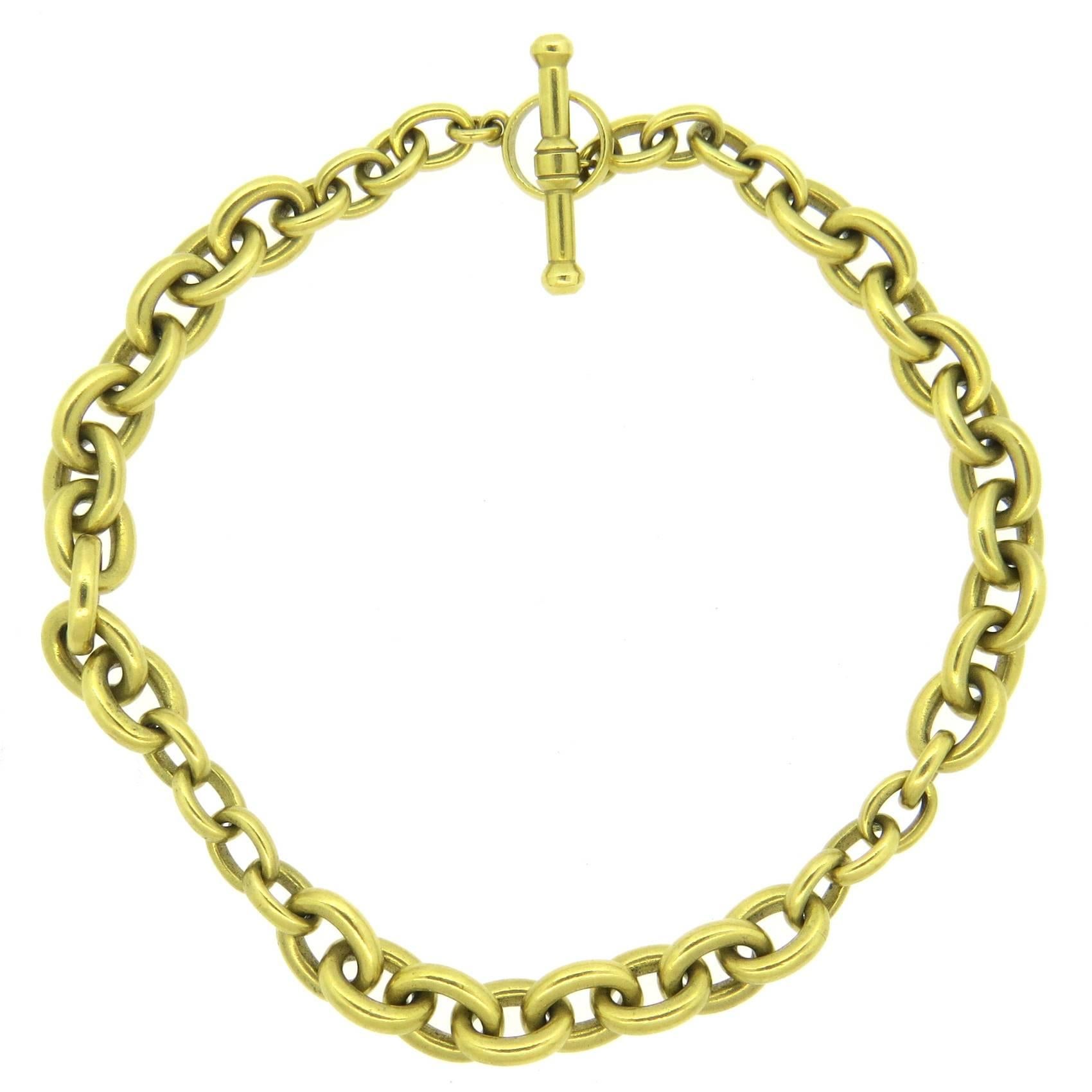 Kieselstein-Cord Massive Gold Link Toggle Necklace 