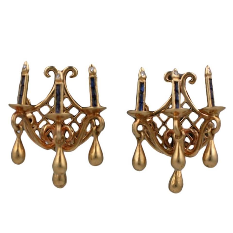 Unusual Figural Candle Sconce Earrings For Sale