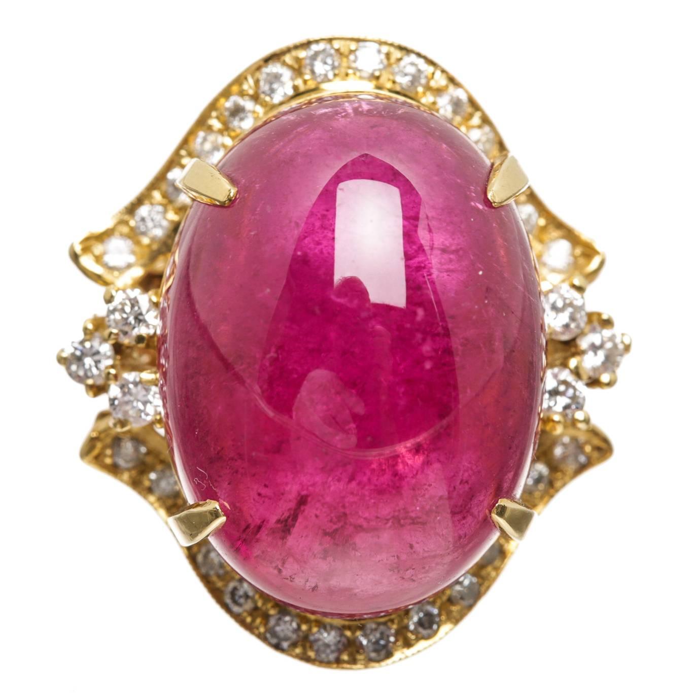 Pink Tourmaline Diamond gold Cocktail Ring For Sale